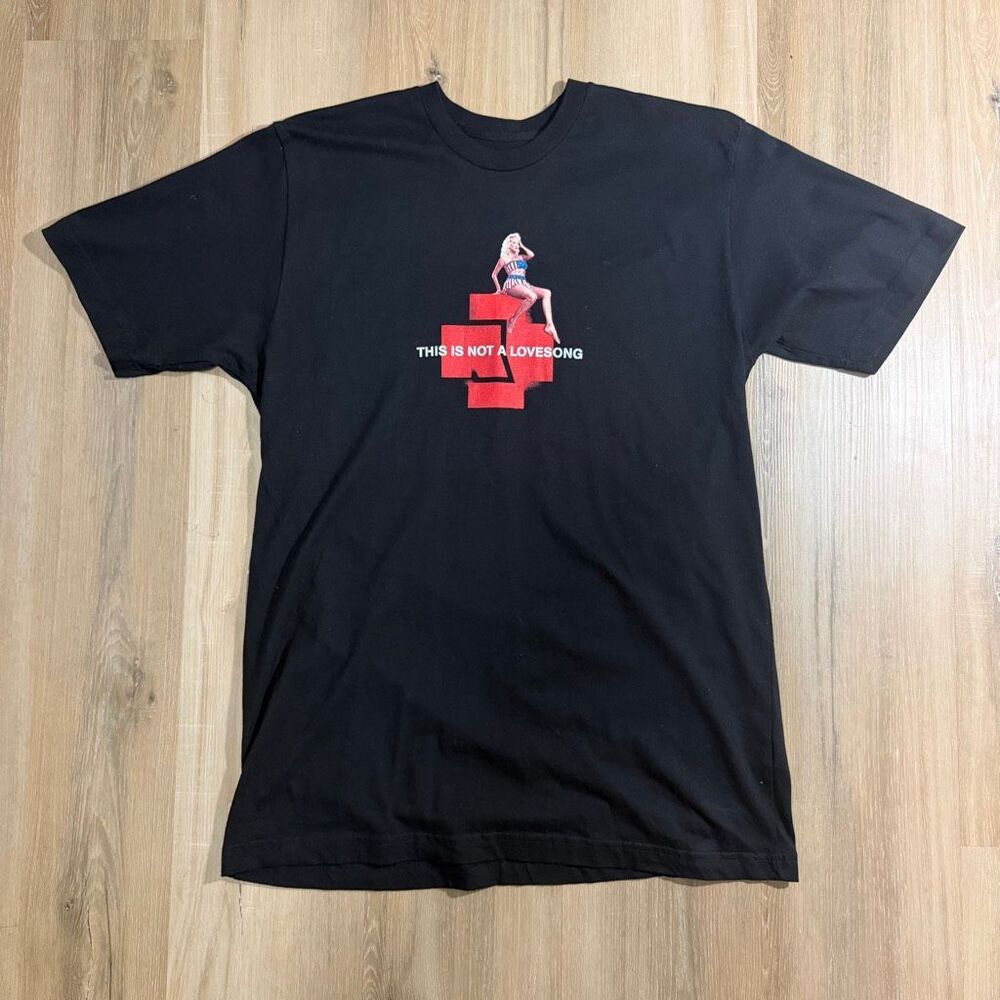 Rammstein This Is Not A Love Song Black Band Tee Red Cross Graphic Shirt Sz L